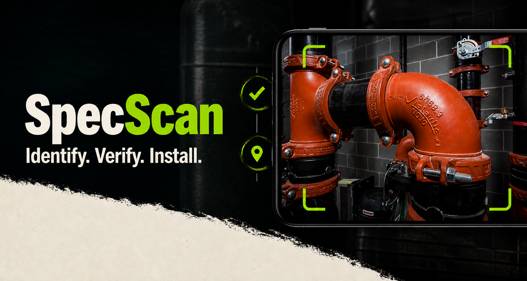SpecScan product screen showing Identify, Verify, Install